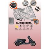 Dokaca Gri Kilit ve Arka Çanta Uyumlu Vespa Gts 125 Supertech Uyumlu Motosiklet Brandası, Koruma Örtüsü - Gri Arka Çanta ve Kilit Uyumlu