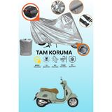 Dokaca Gri Kilit ve Arka Çanta Uyumlu Vespa Gts 300 Uyumlu Motosiklet Brandası, Koruma Örtüsü - Gri Arka Çanta ve Kilit Uyumlu