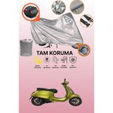 Dokaca Gri Kilit ve Arka Çanta Uyumlu Vespa Sprint S Elettrica 45 Uyumlu Motosiklet Brandası, Koruma Örtüsü - Gri Arka Çanta ve Kilit Uyumlu