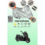 Dokaca Gri Kilit ve Arka Çanta Uyumlu Yamaha X-Max 250 Momodesign Uyumlu Motosiklet Brandası, Koruma Örtüsü - Gri Arka Çanta ve Kilit Uyumlu