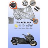 Dokaca Gri Kilit ve Arka Çanta Uyumlu Yamaha X-Max 250 Tech Max Uyumlu Motosiklet Brandası, Koruma Örtüsü - Gri Arka Çanta ve Kilit Uyumlu