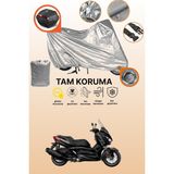 Dokaca Gri Kilit ve Arka Çanta Uyumlu Yamaha X-Max 400 Iron Max Uyumlu Motosiklet Brandası, Koruma Örtüsü - Gri Arka Çanta ve Kilit Uyumlu