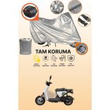 Dokaca Gri Kilit ve Arka Çanta Uyumlu Yuki QM50QT-6E Snoopy Uyumlu Motosiklet Brandası, Koruma Örtüsü - Gri Arka Çanta ve Kilit Uyumlu