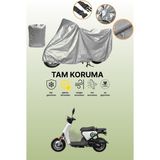 Dokaca Gri Yuki QM50QT-6E Snoopy Uyumlu Motosiklet Brandası, Koruyucu Örtü, Motor Branda - Gri Arka Çanta ve Kilit Uyumsuz