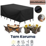 Dokaca Siyah 200X160X80 Dış Mekan Mobilya Koruma Örtüsü, Bahçe Mobilya Örtüsü