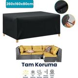 Dokaca Siyah 260X160X80 Dış Mekan Mobilya Koruma Örtüsü Bahçe Mobilya Örtüsü Su ve Toz Geçirmez