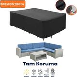 Dokaca Siyah 300X160X80 Dış Mekan Mobilya Koruma Örtüsü Bahçe Mobilya Örtüsü Su ve Toz Geçirmez