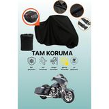 Dokaca Siyah Arka Çanta Uyumlu Harley-Davidson Flhx Street Glide Uyumlu Motosiklet Brandası, Koruyucu Örtü