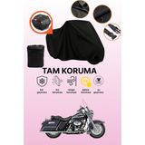 Dokaca Siyah Arka Çanta Uyumlu Harley-Davidson Road King Flhrı Uyumlu Motosiklet Brandası, Koruyucu Örtü