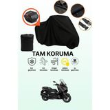 Dokaca Siyah Arka Çanta Uyumlu Yamaha X-Max 300 Tech Max Uyumlu Motosiklet Brandası, Koruyucu Örtü
