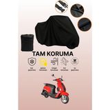 Dokaca Siyah Asya SCOOTURK-100 Uyumlu Motor Branda, Koruyucu Örtü, Motosiklet Brandası - Siyah Arka Çanta ve Kilit Uyumsuz
