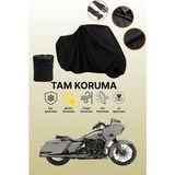 Dokaca Siyah Harley-Davidson Cvo Road Glide Uyumlu Motor Branda, Koruyucu Örtü, Motosiklet Brandası - Siyah Arka Çanta ve Kilit Uyumsuz