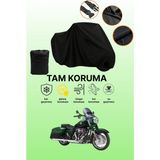 Dokaca Siyah Harley-Davidson Cvo Road King Uyumlu Motor Branda, Koruyucu Örtü, Motosiklet Brandası - Siyah Arka Çanta ve Kilit Uyumsuz