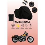 Dokaca Siyah Harley-Davidson Dyna Low Rider Fxdlı Uyumlu Motor Branda, Koruyucu Örtü, Motosiklet Brandası - Siyah Arka Çanta ve Kilit Uyumsuz