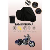 Dokaca Siyah Harley-Davidson Dyna Switchback Uyumlu Motor Branda, Koruyucu Örtü, Motosiklet Brandası - Siyah Arka Çanta ve Kilit Uyumsuz