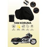Dokaca Siyah Harley-Davidson Electra Glide Standard Flhtı Uyumlu Motosiklet Brandası, Koruyucu Örtü - Siyah Arka Çanta ve Kilit Uyumsuz