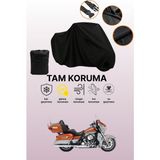 Dokaca Siyah Harley-Davidson Flhtk Electra Glide Ultra Uyumlu Motosiklet Brandası, Koruyucu Örtü - Siyah Arka Çanta ve Kilit Uyumsuz