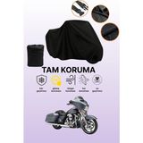 Dokaca Siyah Harley-Davidson Flhx Street Glide Uyumlu Motor Branda, Koruyucu Örtü, Motosiklet Brandası - Siyah Arka Çanta ve Kilit Uyumsuz