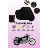 Dokaca Siyah Harley-Davidson Sportster Custom XL1200C Uyumlu Koruyucu Örtü, Motosiklet Brandası - Siyah Arka Çanta ve Kilit Uyumsuz