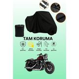 Dokaca Siyah Harley-Davidson Sportster Forty-Eight Uyumlu Motor Branda, Koruyucu Örtü, Motosiklet Brandası - Siyah Arka Çanta ve Kilit Uyumsuz