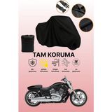 Dokaca Siyah Harley-Davidson Vrsc V-Rod Muscle Uyumlu Motor Branda, Koruyucu Örtü, Motosiklet Brandası - Siyah Arka Çanta ve Kilit Uyumsuz