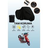 Dokaca Siyah Honda Kinetic Dx Uyumlu Motor Branda, Koruyucu Örtü, Motosiklet Brandası - Siyah Arka Çanta ve Kilit Uyumsuz