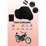 Dokaca Siyah Kanuni Seyhan 150 Uyumlu Motor Branda, Koruyucu Örtü, Motosiklet Brandası - Siyah Arka Çanta ve Kilit Uyumsuz
