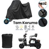 Dokaca Siyah Kilit Uyumlu Tek Koltuklu 3 Tekerlekli Moped Brandası, Elektrikli Motosiklet Brandası - Siyah-Tek Koltuk-Kilit Uyumlu