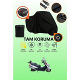 Dokaca Siyah Kilit ve Arka Çanta Uyumlu Dorado Akida Scooter 150 Uyumlu Motosiklet Brandası, Koruyucu Örtü - Siyah Arka Çanta ve Kilit Uyumlu