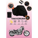 Dokaca Siyah Kilit ve Arka Çanta Uyumlu Harley-Davidson Dyna Super Glide Custom Fxdcı Uyumlu Motor Brandası - Siyah Arka Çanta ve Kilit Uyumlu