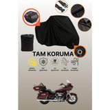 Dokaca Siyah Kilit ve Arka Çanta Uyumlu Harley-Davidson Road Glide Ultra Uyumlu Motor Brandası - Siyah Arka Çanta ve Kilit Uyumlu