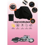 Dokaca Siyah Kilit ve Arka Çanta Uyumlu Harley-Davidson Road King Custom Flhrsı Uyumlu Motor Brandası - Siyah Arka Çanta ve Kilit Uyumlu