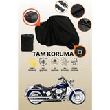 Dokaca Siyah Kilit ve Arka Çanta Uyumlu Harley-Davidson Softail Deluxe Flstnı Uyumlu Motor Brandası - Siyah Arka Çanta ve Kilit Uyumlu