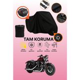 Dokaca Siyah Kilit ve Arka Çanta Uyumlu Harley-Davidson Sportster Forty-Eight Uyumlu Motor Brandası - Siyah Arka Çanta ve Kilit Uyumlu