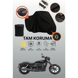 Dokaca Siyah Kilit ve Arka Çanta Uyumlu Harley-Davidson Street 750 Uyumlu Motor Brandası Koruyucu Örtü - Siyah Arka Çanta ve Kilit Uyumlu