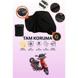 Dokaca Siyah Kilit ve Arka Çanta Uyumlu Honda Kinetic Dx Uyumlu Motosiklet Brandası, Koruyucu Örtü - Siyah Arka Çanta ve Kilit Uyumlu
