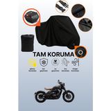 Dokaca Siyah Kilit ve Arka Çanta Uyumlu Jawa Perak Uyumlu Motosiklet Brandası, Koruyucu Örtü - Siyah Arka Çanta ve Kilit Uyumlu