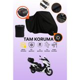 Dokaca Siyah Kilit ve Arka Çanta Uyumlu Kuba Chia 125 Uyumlu Motosiklet Brandası, Koruyucu Örtü - Siyah Arka Çanta ve Kilit Uyumlu