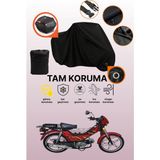 Dokaca Siyah Kilit ve Arka Çanta Uyumlu Kuba Leopar 100 Uyumlu Motosiklet Brandası, Koruyucu Örtü - Siyah Arka Çanta ve Kilit Uyumlu
