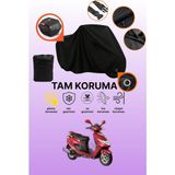Dokaca Siyah Kilit ve Arka Çanta Uyumlu Suzuki An 125 Hk Uyumlu Motosiklet Brandası, Koruyucu Örtü - Siyah Arka Çanta ve Kilit Uyumlu