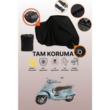 Dokaca Siyah Kilit ve Arka Çanta Uyumlu Vespa Gts 125 Abs Uyumlu Motosiklet Brandası, Koruyucu Örtü - Siyah Arka Çanta ve Kilit Uyumlu