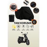 Dokaca Siyah Kilit ve Arka Çanta Uyumlu Vespa Sprint S 150 Uyumlu Motosiklet Brandası, Koruyucu Örtü - Siyah Arka Çanta ve Kilit Uyumlu