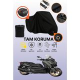 Dokaca Siyah Kilit ve Arka Çanta Uyumlu Yamaha X-Max 250 Tech Max Uyumlu Motosiklet Brandası, Koruyucu Örtü - Siyah Arka Çanta ve Kilit Uyumlu
