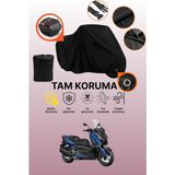 Dokaca Siyah Kilit ve Arka Çanta Uyumlu Yamaha X-Max 250 Uyumlu Motosiklet Brandası, Koruyucu Örtü - Siyah Arka Çanta ve Kilit Uyumlu