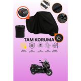Dokaca Siyah Kilit ve Arka Çanta Uyumlu Yamaha X-Max 300 Tech Max Uyumlu Motosiklet Brandası, Koruyucu Örtü - Siyah Arka Çanta ve Kilit Uyumlu