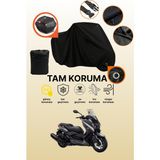 Dokaca Siyah Kilit ve Arka Çanta Uyumlu Yamaha X-Max 400 Abs Uyumlu Motosiklet Brandası, Koruyucu Örtü - Siyah Arka Çanta ve Kilit Uyumlu