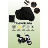 Dokaca Siyah Kuba Chia 125 Uyumlu Motor Branda, Koruyucu Örtü, Motosiklet Brandası - Siyah Arka Çanta ve Kilit Uyumsuz