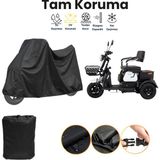 Dokaca Siyah Tek Koltuklu Elektrikli Motosiklet Brandası, 3 Tekerlekli Moped Brandası - Siyah-Tek Koltuk-Kilit Uyumsuz