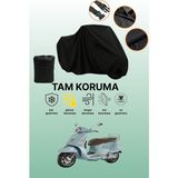 Dokaca Siyah Vespa Gts 125 Abs Uyumlu Motor Branda, Koruyucu Örtü, Motosiklet Brandası - Siyah Arka Çanta ve Kilit Uyumsuz