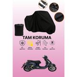 Dokaca Siyah Vespa Gts 125 Supertech Uyumlu Motor Branda, Koruyucu Örtü, Motosiklet Brandası - Siyah Arka Çanta ve Kilit Uyumsuz